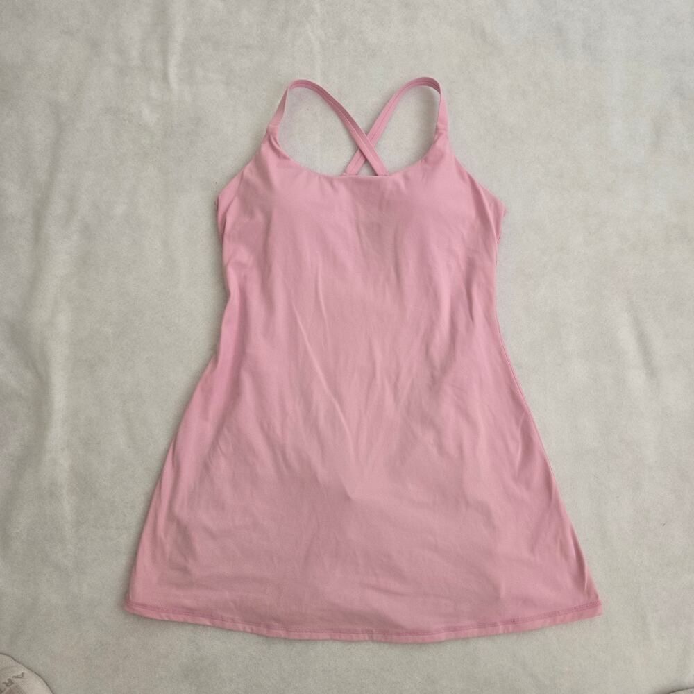 Halara SoftlyZero Backless Active Dress, Pink, M, Built-in Bra, Hidden Pockets